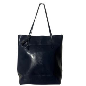 Borgasets Leather Tote Bag Navy